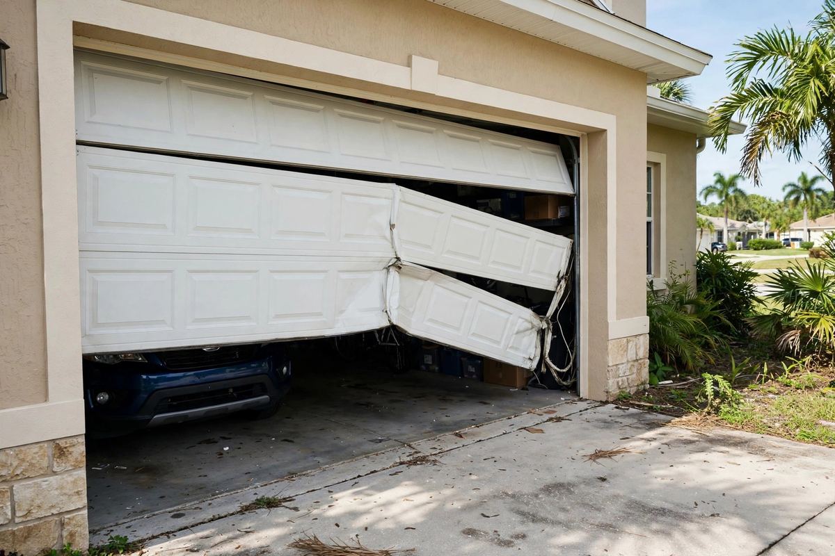 Garage door repair on a Davie, Florida property
