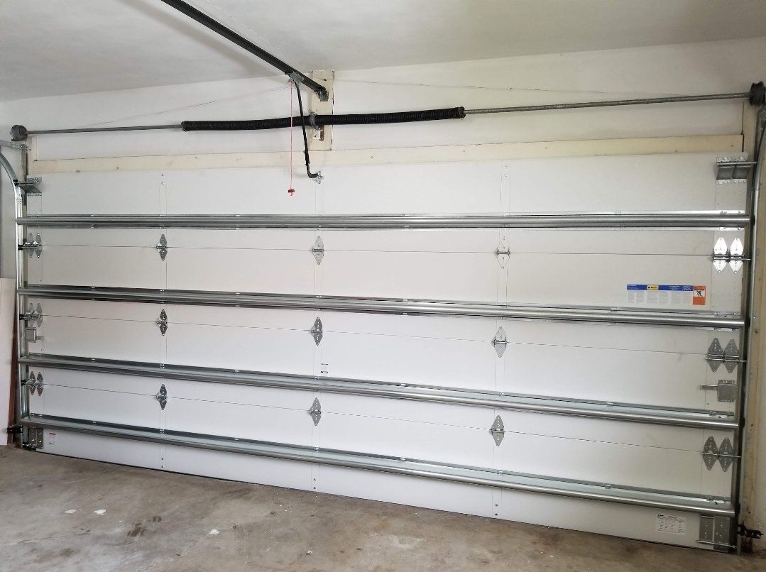 Garage door installation completed, interior view