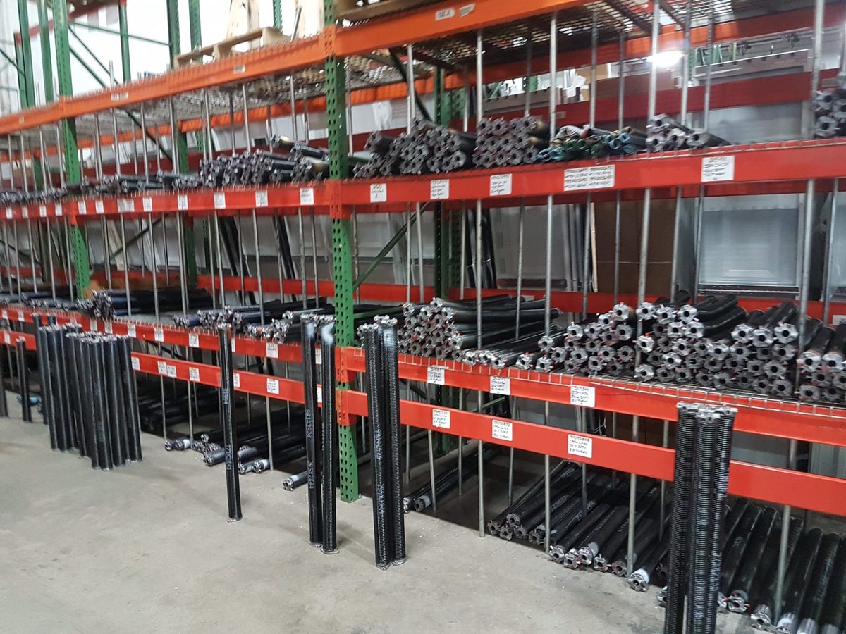 Torsion spring warehouse racks — professional parts inventory