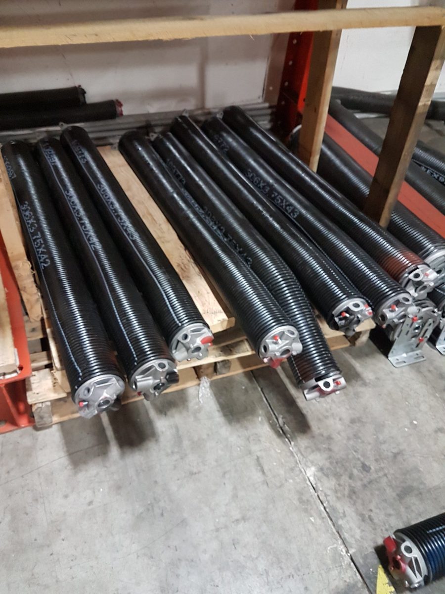 Garage door torsion springs inventory in various sizes