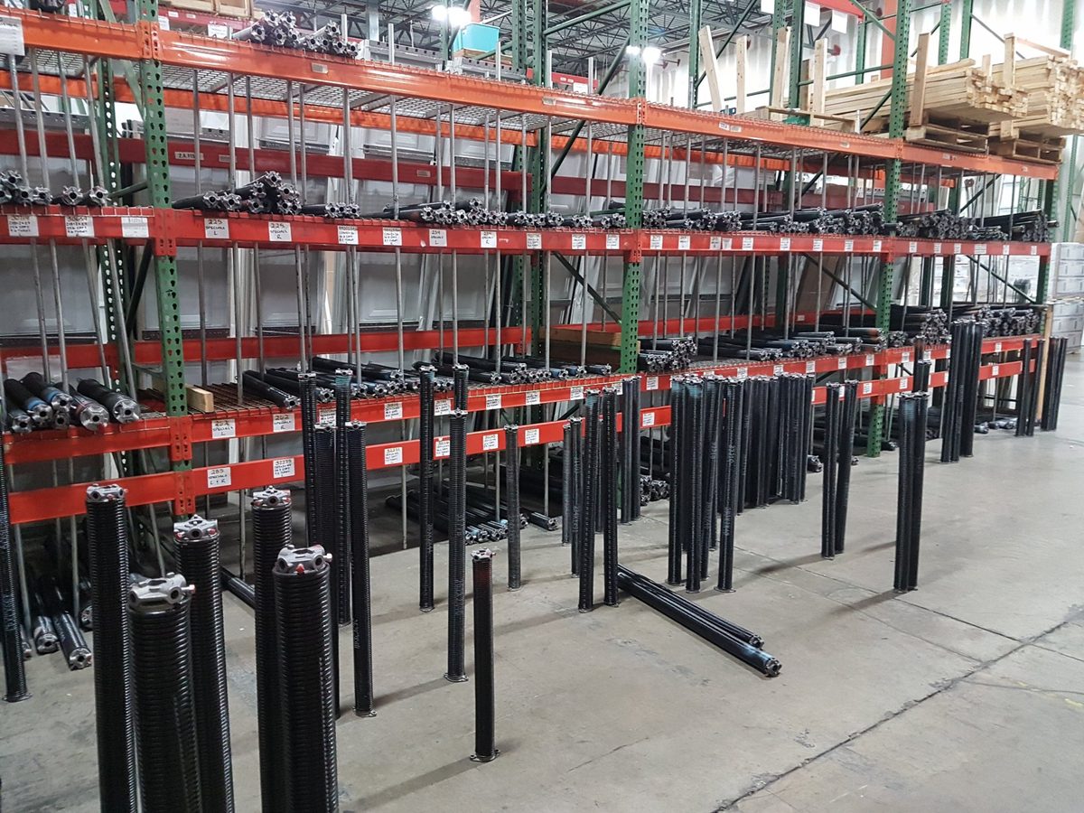 Torsion springs warehouse stock — all sizes available for same-day replacement